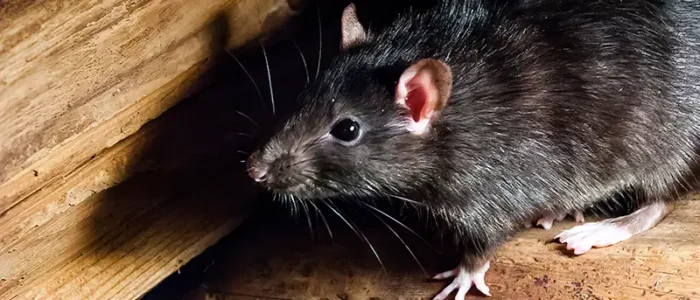 A black rat hidden in the rafters of a home. Gregory Pest Solutions’ rodent control services can deal with unwanted rats and mice in homes and businesses.