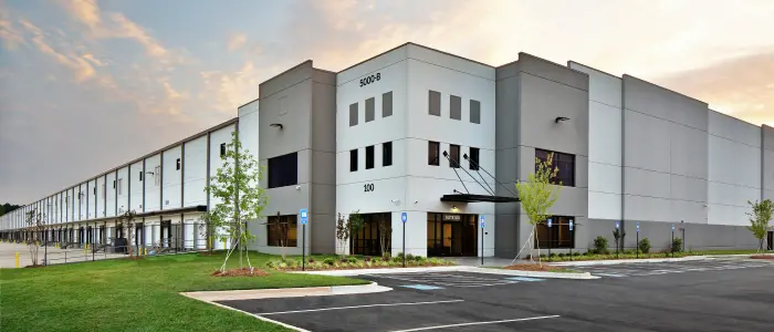 Exterior of commercial warehouse. Gregory Pest Solutions uses Integrated Pest Management techniques for a responsible, eco-friendly approach to commercial pest control.
