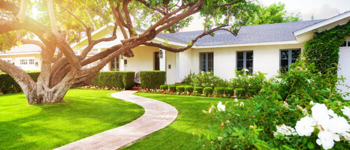 Facade of florida home on sunny day